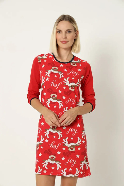 TOSKI Christmas nightgown, Red, with Printed