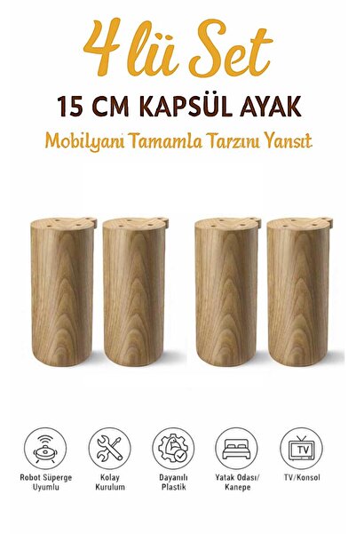 İMT AKSESUAR Kapsül Bohem 15 cm Açık Kubik Ceviz (4 Adet) Mobilya Kanepe Sehp...