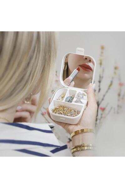 LİBE Handbag Size Mirrored Makeup Box Travel and Makeup Supplies Practical Or...