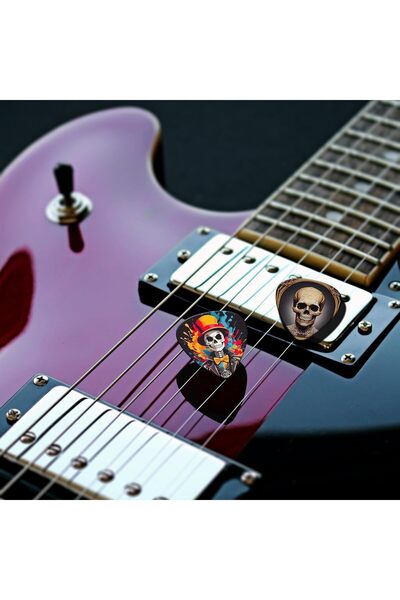 Generic 24-Piece Skull Guitar Picks Set — 4 Thicknesses (0.46/0.71/0.96/1.20mm) for Acoustic/Electric/Bass