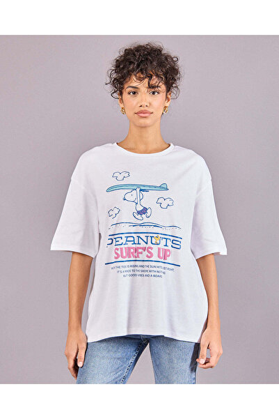 REDTAG Women White Peanuts Oversized T-Shirt