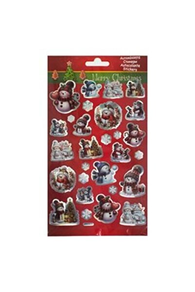 SHOPIENS Christmas Stickers with Holographic Snowman and Snowflake Designs - 28 pcs