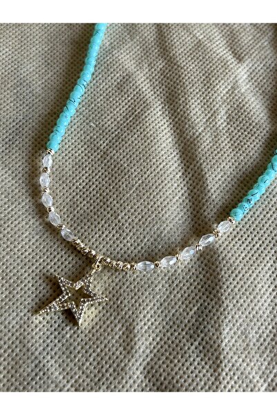 BİJUKO TAKI Stilinizi Parlatın قلادة دارلين باللون الفيروزي والخرز الشفاف، قل...