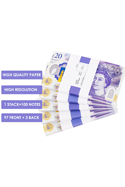 CARDLY Bancnote decorative de 20 de lire sterline - 1 teanc Pentru jocuri, filme, TikTok Prop Money 100 de bancnote