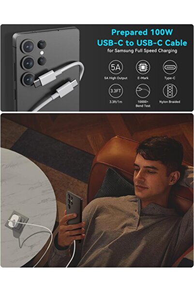 Generic Aerostralia 25W USB-C Fast Charger with USB-C Cable — Compatible with Samsung Galaxy S24/S23/S22/S