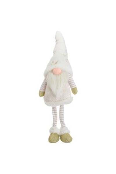 Tessari Decorative Christmas Gnome Figurine with Ecru Coat 55 cm