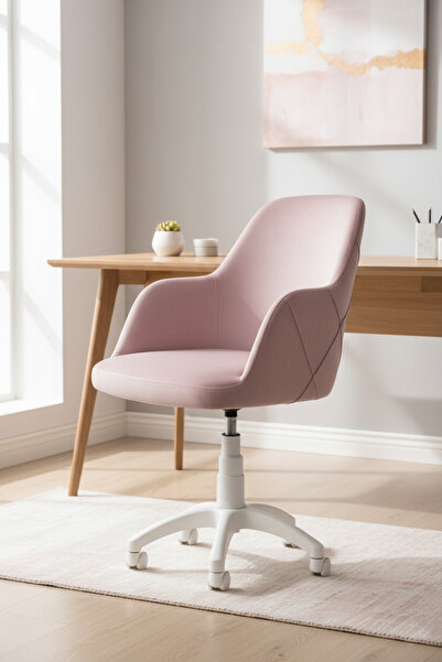 KUZEYSANDALYE Buse Beyaz Ayaklı Çalışma Sandalyesi Yetişkin ve Çocuk Bilgisay...