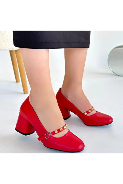 ZENGEZUR MALL Sptrns Tino Red Leather Heeled Shoes (234255) (Size: 37)