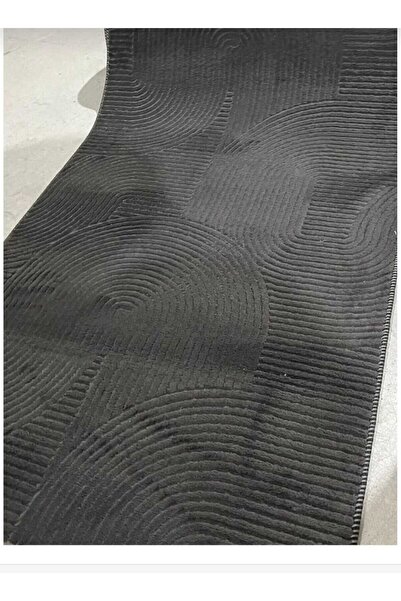 AKSU Meri̇nos Modern Anti-Slip Base Anthracite Aden Bedroom Hall Kitchen Living Room Children's Room Carpet Runner