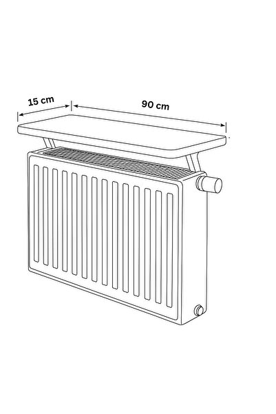 Kydonia Home 90x15 cm MDF Montajsız Petek Üstü Dekoratif Raf Kalorifer Peteği Üstü Uçan Raf