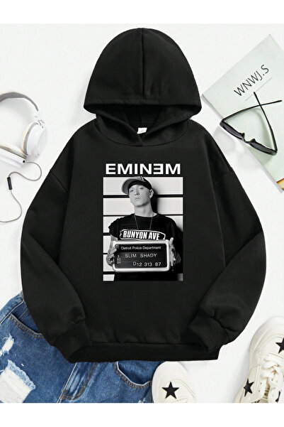 SVART WEAR Детска суитшърт с качулка и кенгуру джоб, 100% памук, с принт на E...