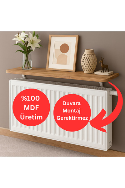 Kydonia Home 72x15 cm MDF Montajsız Petek Üstü Dekoratif Raf Kalorifer Peteği Üstü Uçan Raf