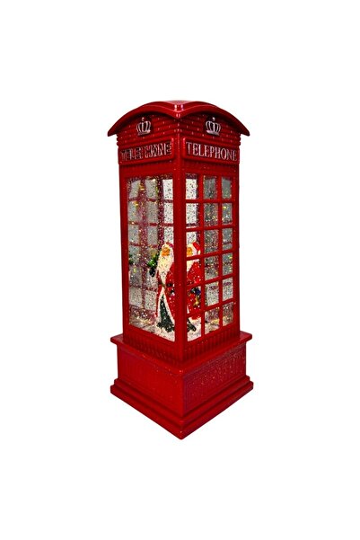 velve Luminous and musical decoration in the shape of a London telephone, with Christmas decoration, 27x10 cm