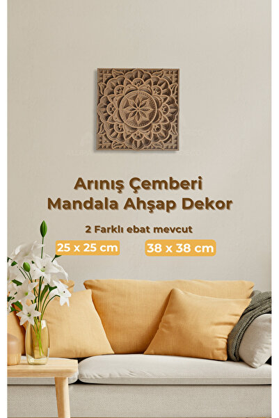 Aluradeco Duvar Süsü Ahşap Dekoratif Mandala Çok Katmanlı "Arınış Çemberi" Bo...