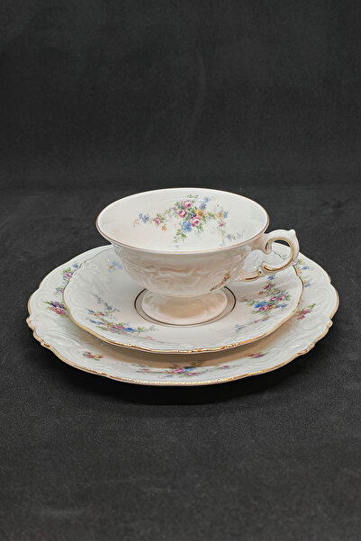 KPM Friederike Porcelain Single Person Coffee, Tea Cup and Saucers 3 Pieces 150 ml