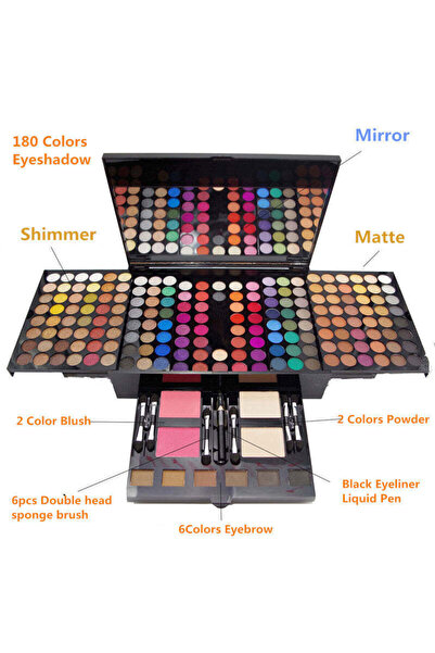 Cosmeticos Trusă de machiaj, Miss Rose 190 culori, fard de pleoape, blush, cr...