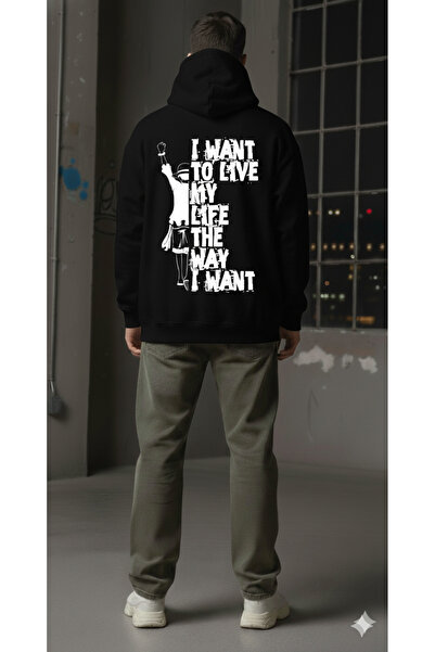 EFFRENATU أريد أن أعيش حياتي كما أريد مطبوع هودي بغطاء رأس سويت شيرت