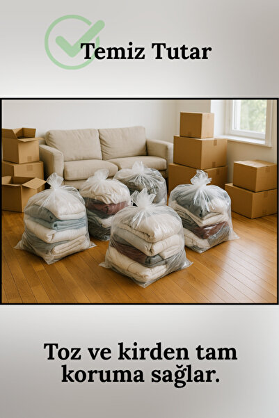 Truva Plastik 10 Adet 100x130 Kalın Taşıma Poşeti Kokusuz Taşınma Torbası Naylon Hurç Nakliye Nakliyat Çuvalı