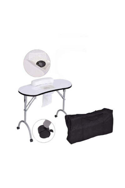 Cosmeticos Masă mobilă de manichiură cu aspirator încorporat - Alb 9001