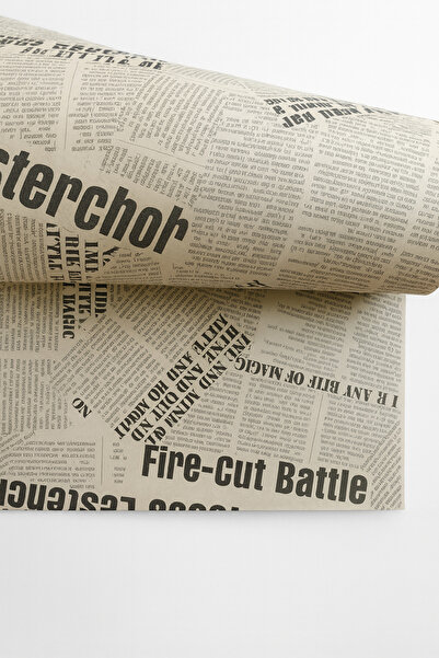 ÇINARASYADAHOME 70X50 cm Double-Sided Kraft Newspaper Printed Black Written Packaging Paper Gift and Bouquet Wrapping 4 Pieces