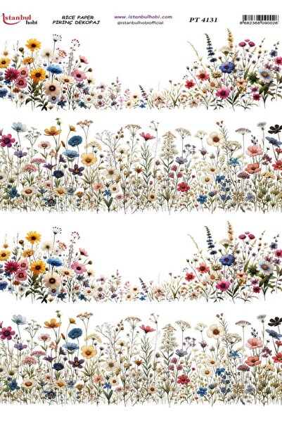 İstanbul Hobi Brass Decopage Paper 30X42Cm Pt-4131 Border Flowers