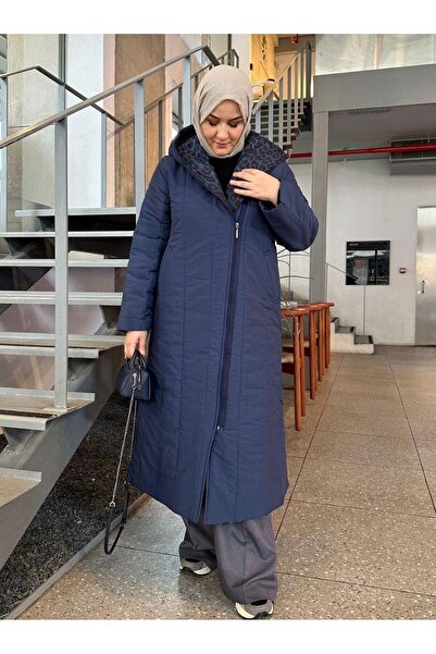 Berika YILDIRIM LEOPARLI ŞİŞME MONT MAVİ