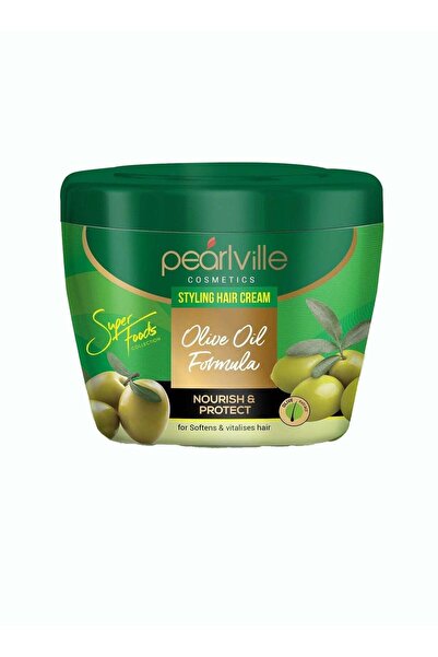 Pearlville كريم تصفيف الشعر بزيت الزيتون - ٣٠٠ مل | مرطب ومغذي لجميع أنواع الشعر