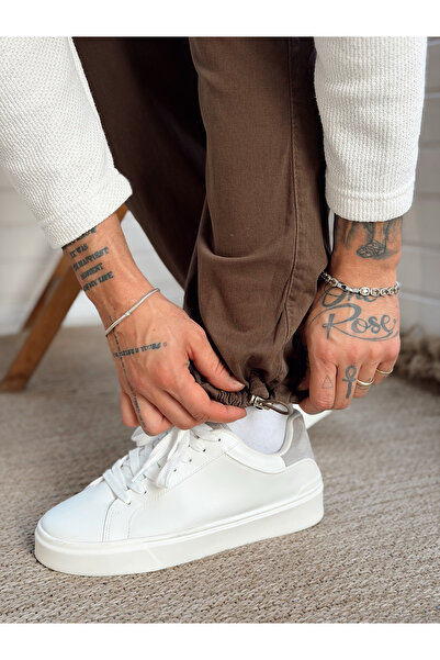 manch collection Панталони от габардин с регулируеми крачоли, кафяви