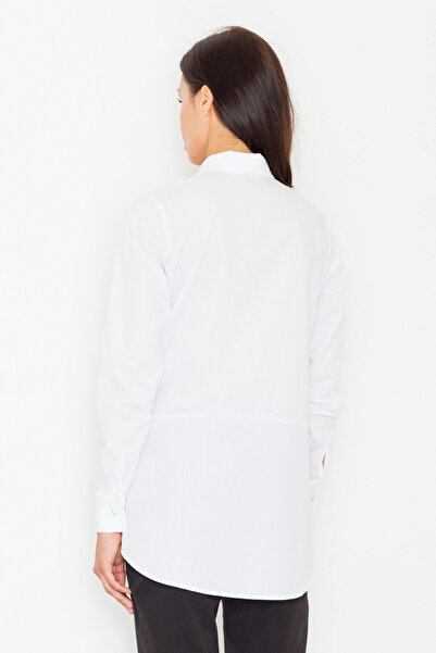 Figl Women's long shirt with pockets - white shirt M493 size L