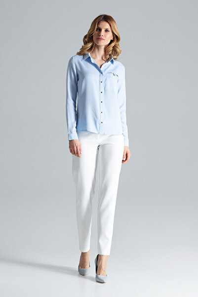 Figl Cămașă de lucru pentru femei - cămașă elegantă albastră pentru femei M581 mărimea S