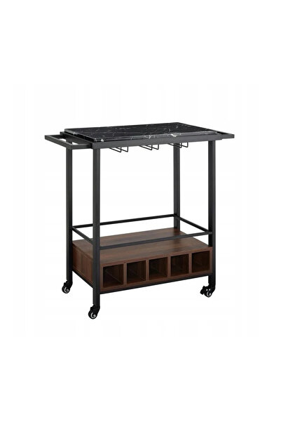 Gonga Serving trolley on wheels, with holder for bottles and wine glasses, Go...