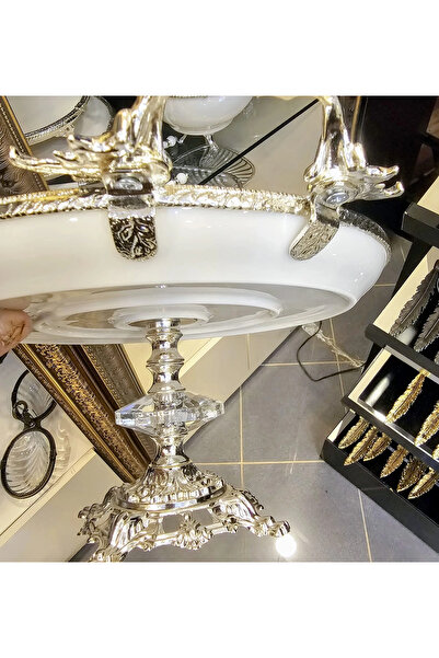 MaviDamla Cast Edge Frameded Footed Porcelain Presentation Plate 30*16 Silver