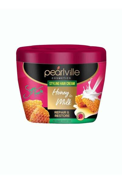 Pearlville كريم تصفيف الشعر بالعسل والحليب - ٣٠٠ مل | ترطيب عميق لجميع أنواع ...
