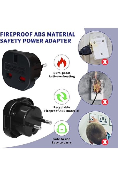 NALACAL 2 Pack UK to European Plug Adapter (Type C/E/F) - Travel Adapter