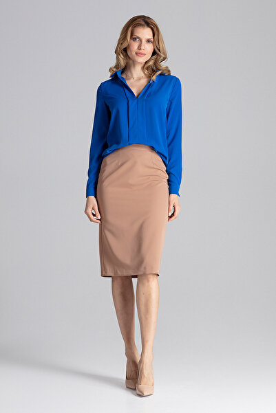 Figl Elegant women's shirt with wide collar, sapphire blue M621, size M