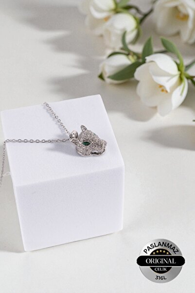 Lynare قلادة نسائية من الفولاذ المقاوم للصدأ 316L بنقشة الفهد