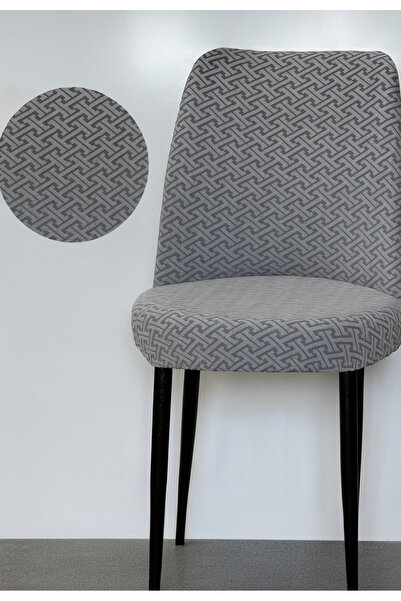 ELHAS Jakarlı kumaş oval sandalye kılıfı. ilmek desen, Lastikli, yıkanabilir,...