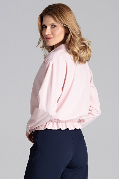 Figl Shirt with knot and elastic at the bottom - pink women's shirt M647 size S/M