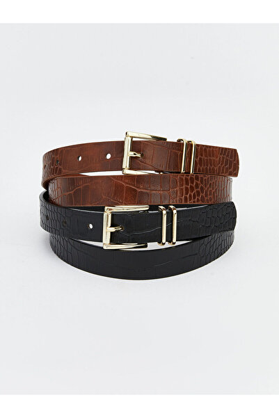 LC Waikiki LCW ACCESSORIES Deri Görünümlü Kadın Kemer 2'li