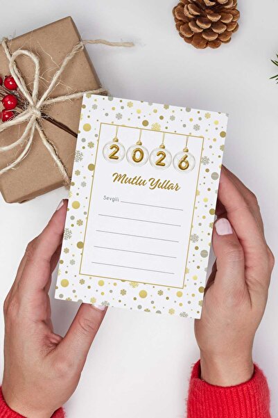 Sticker Ekspres 10 Adet 14x9 cm Yılbaşı Tebrik Kartı Not Yazılabilen Yılbaşı ...