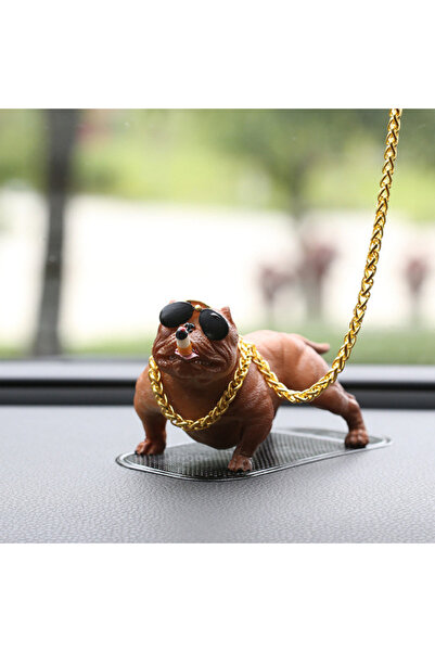 ASTRA LED Araba Içi Torpido Üstü Simülasyon Pitbull Köpek Dekorasyon Kahverengi