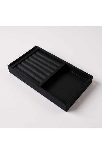Generic Brand Black Suede Drawer Jewelry Double Organizer Set | Ring, Earring and Necklace Organizer