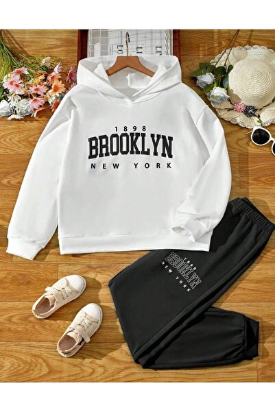 No Plan طقم بدلة رياضية للأولاد من بروكلين بياقة دائرية وطباعة مميزة