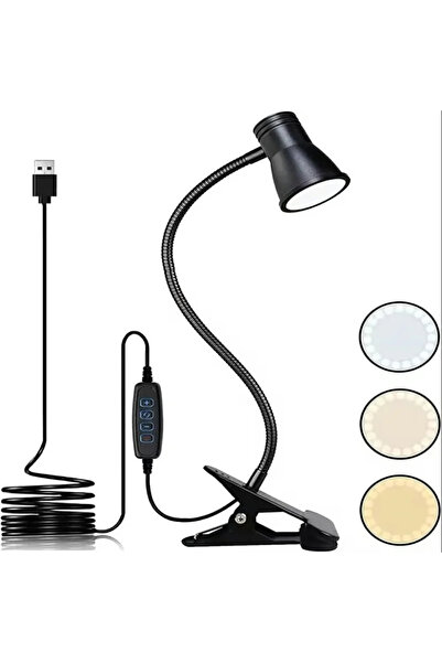 Gonga Lampă de birou LED clemă convenabilă pentru montarea pe masă, 3 nivele ...