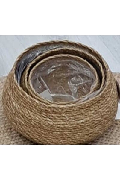 DÜLGERR AHŞAP SAKSI içi poşetli 3 lü hasır