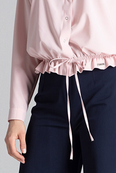 Figl Shirt with knot and elastic at the bottom - pink women's shirt M647 size S/M