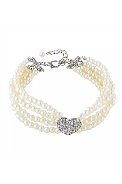 Gonga Zgarda pentru caini de talie mica, tip colier perle, Gonga® Alb M