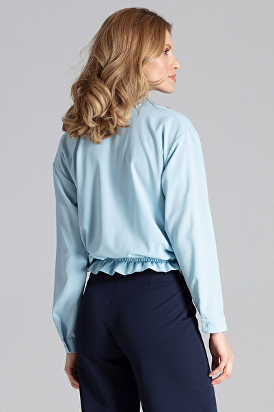 Figl Shirt with knot and elastic at the bottom - blue women's shirt M647 size S/M