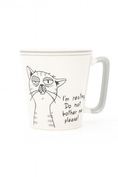 uğurlu dükkan Gray tired cat mug with handle