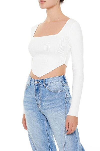 Forever 21 Ribanalı Crop Kazak